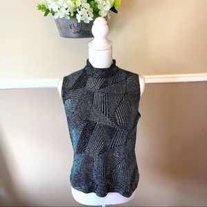 Size Large Sleeveless Black and Silver Tank